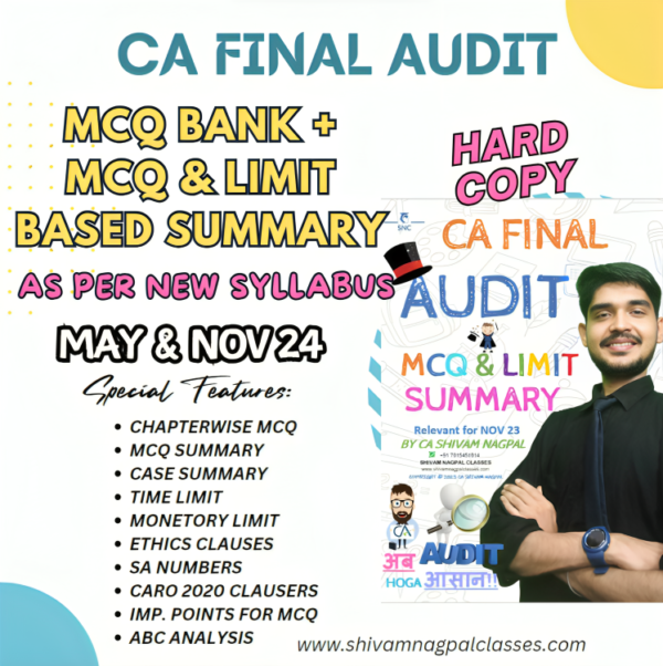 CA FINAL AUDIT (HARD COPIES) MCQ BANK (B&W) & MCQ AND LIMIT (COLOUR ...