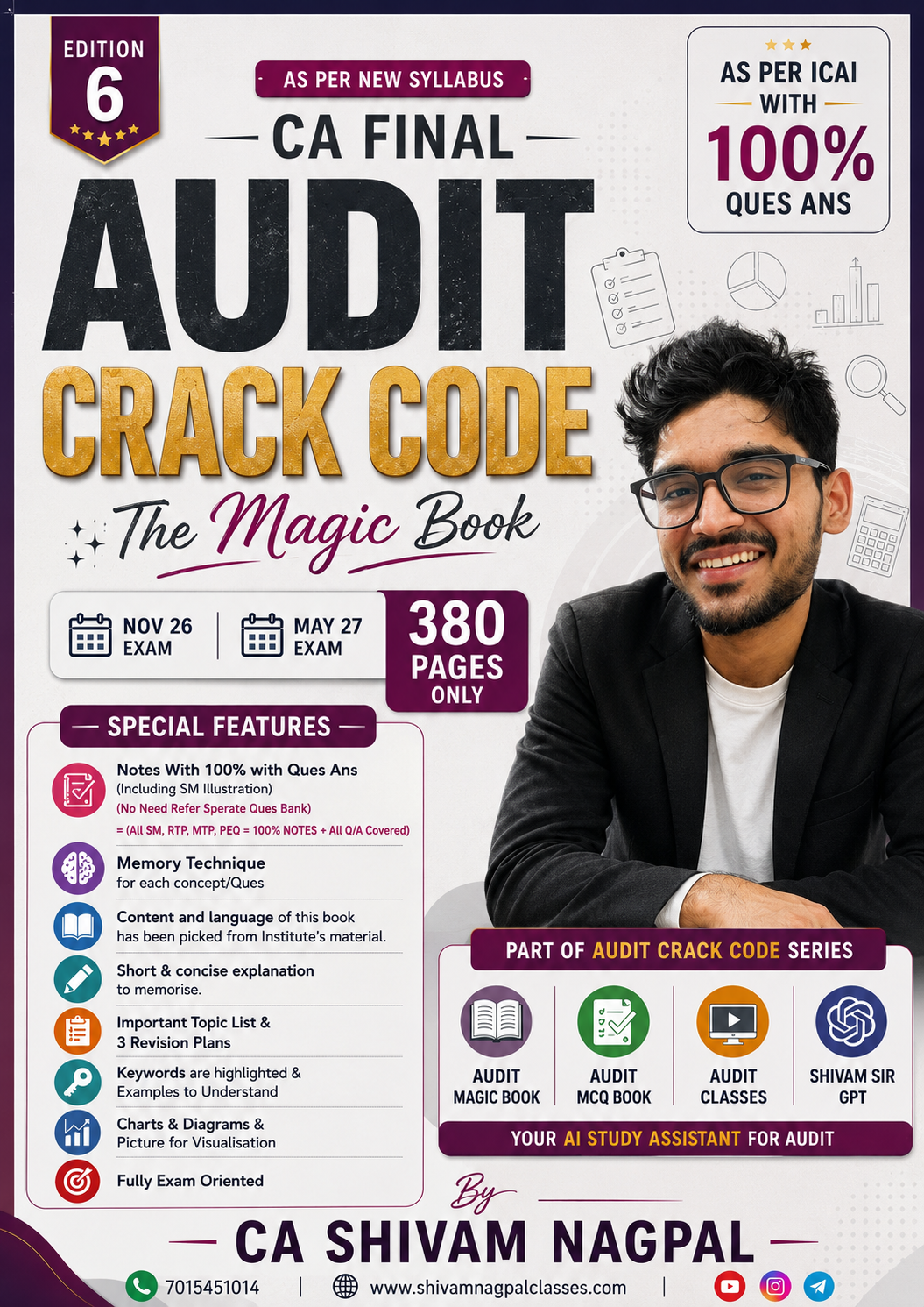 CA Final Audit Crack Code — The Magic Book, Edition 6 by CA Shivam Nagpal — front cover